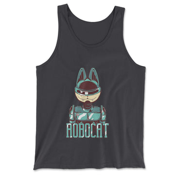 Robocat Men/Unisex Tank in Dark Grey color